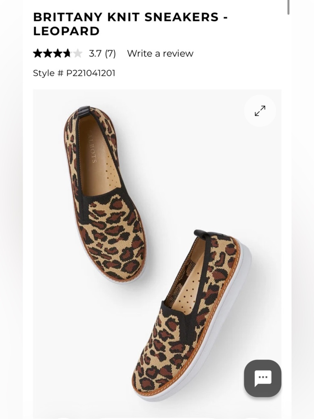 Talbots Leopard Knit Slip-On Sneakers